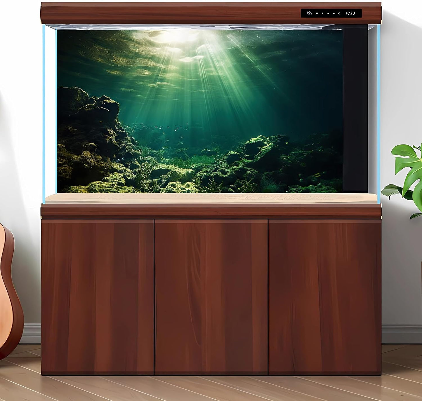 Under The Sea Aquarium Background Underwater Fish Tank Background Ocean Floor Rock Cave Sunray Terrarium Backgrounds Tropical Fish Ocean World Aquarium Reptile Tank Backgrounds 30x18in