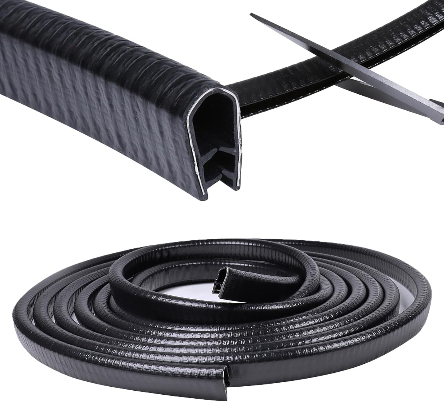 Edge Trim Black U-Channel Rubber Trim Edge with Metal 1/2" X 3/8" - Fit Gap 3/64" to1/4 Car Door Edge Sealing Strip, PVC Weather Stripping with Steel, Metal Edge Protector, 26FT