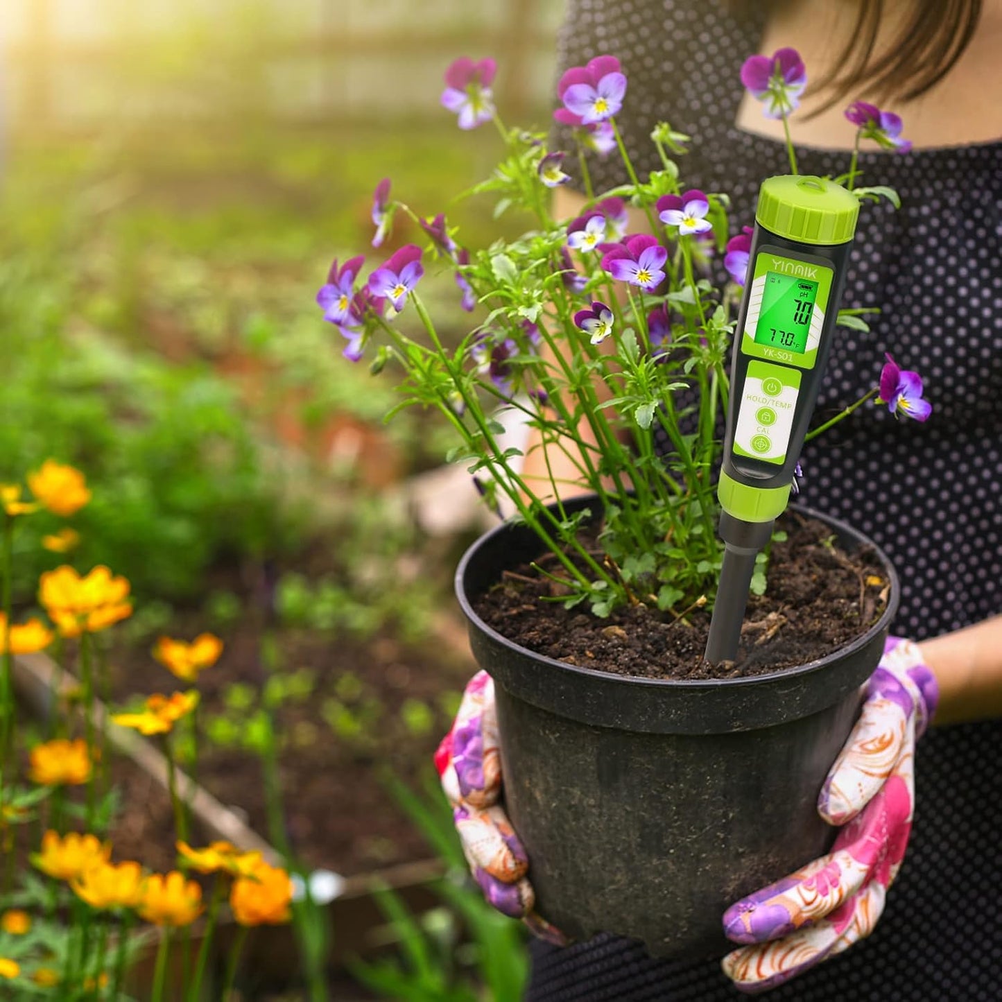 Digital Soil pH Meter for Gardeners, Soil Direct pH Tester for Plant Care, Measure pH of Solution Potting Soil Growing Media,Great for Indoor,Greenhouse,Outdoor,Garden, Lawn, Farming, Yard Use