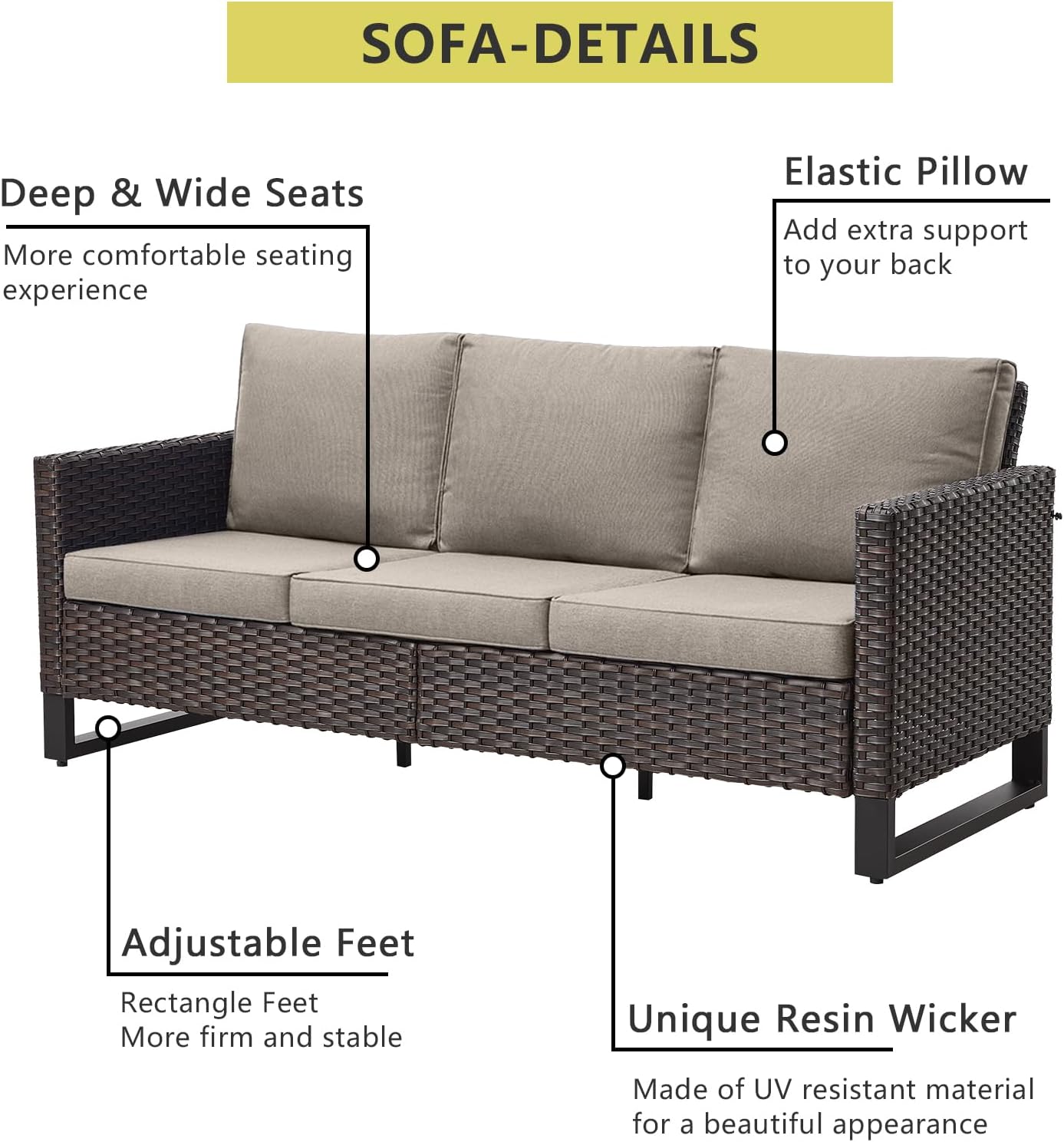 HUMMUH 10 Piece Patio Furniture Set PE Wicker 12-Seater Outdoor Sectional Sofa Set with Patio Swivel Chairs Dinning Table Ottomans for Porch,Garden,Backyard,Deck(Brown/Grey)