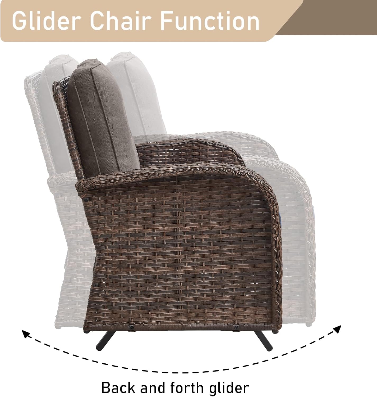 HUMMUH Patio Furniture 7-Piece PE Wicker Outdoor Conversation Set,All-Weather Rattan Swivel Chairs with Ottomans Glider Loveseat for Backyard,Poolside,Deck