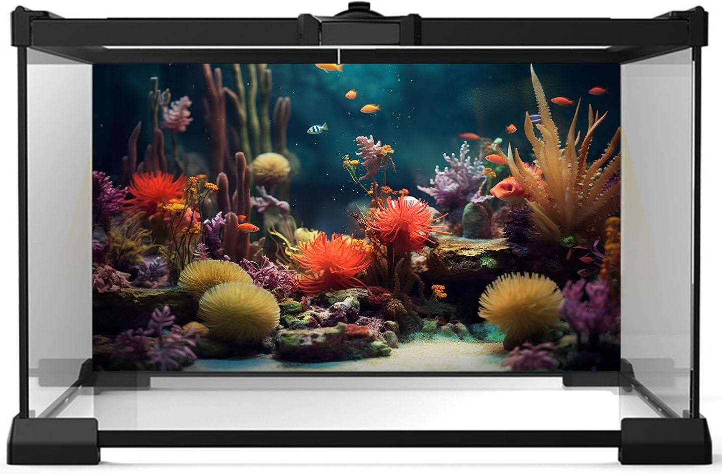 Aquarium Background Beautiful Colorful Coral Reef Aquatic Plants Terrarium Background Rock Tropical Fish Jungle Style Fish Tank Background Colorful Under Water View Aquarium Backdrop Vinyl 60x24in
