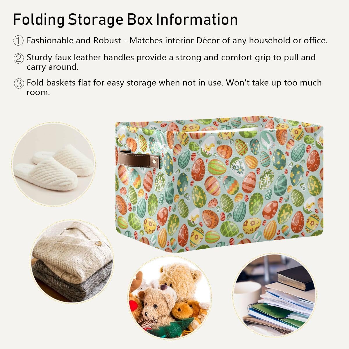 Easter Egg Rectangular Storage Basket Organizer Bin Shelf Baskets For Clothes Gifts For Home Office Dorm