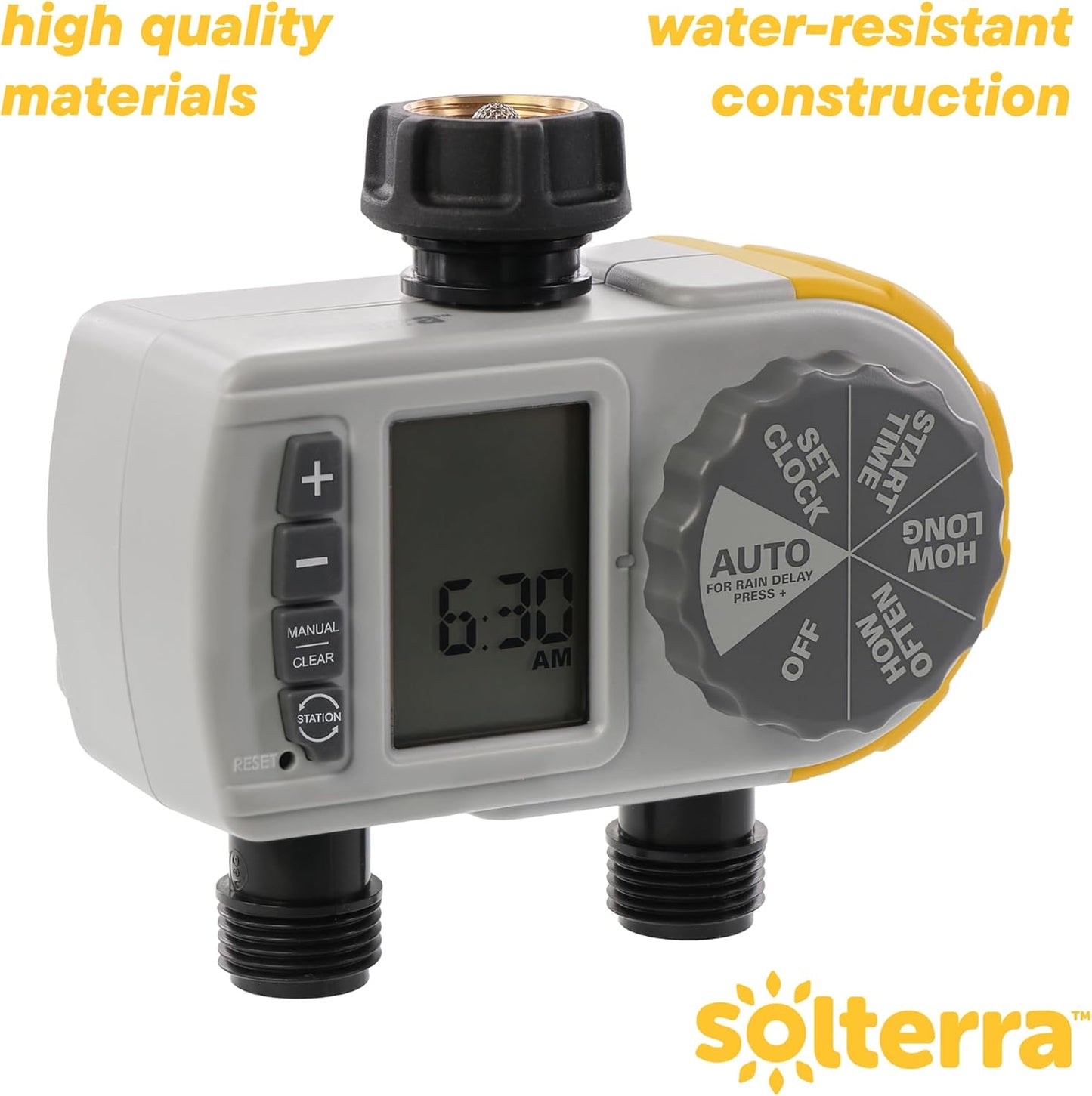 28153 Single-Dial Two-Outlet Hose Timer, Gray
