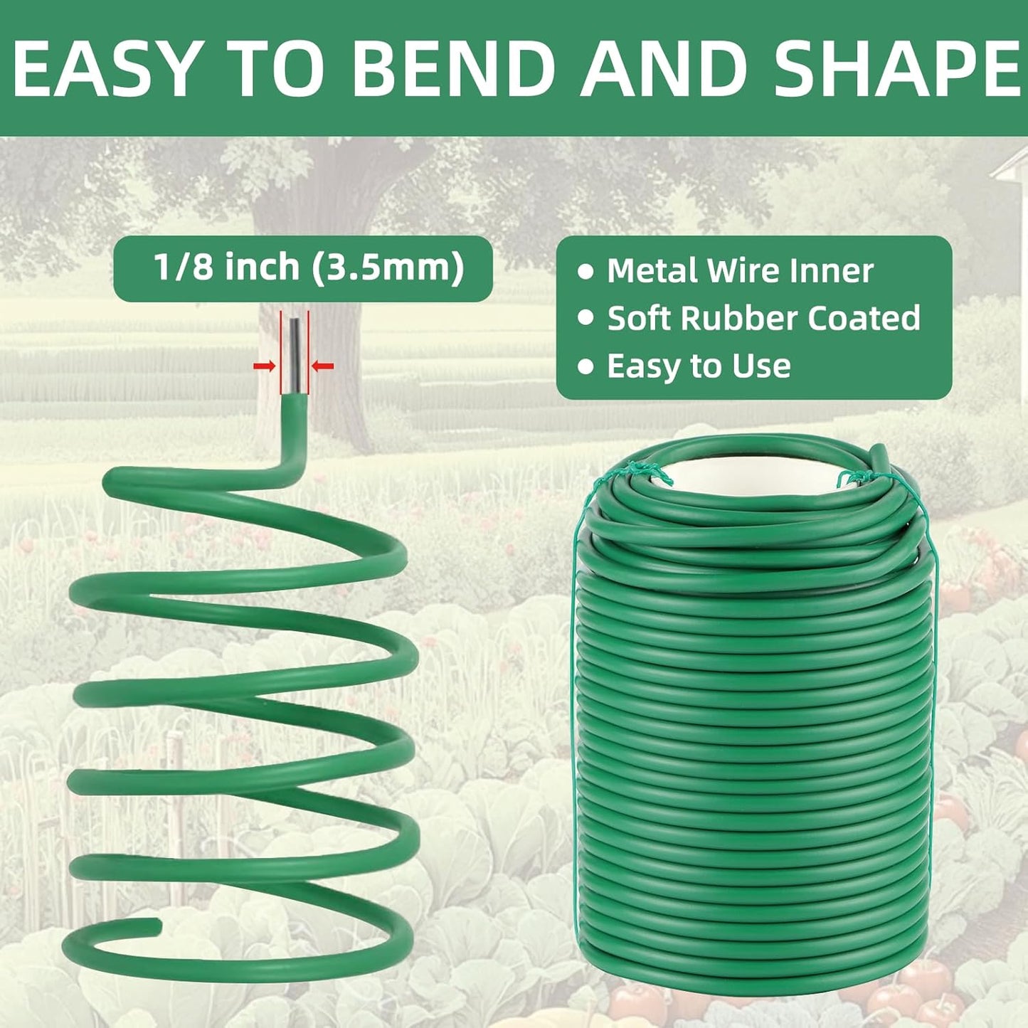 Garden Wire, 66FT Soft Plants Ties, 3.5mm Flexible Garden Ties for Climbing Plants, Vines Plant, Tomatoes, Flowers, Roses Plant Support