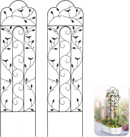 Idzo 60in 5ft 100% Metal Garden Trellises for Climbing Plants Outdoor, Heavy-Duty Steel Garden Trellis with Durable Powder Coating, Black