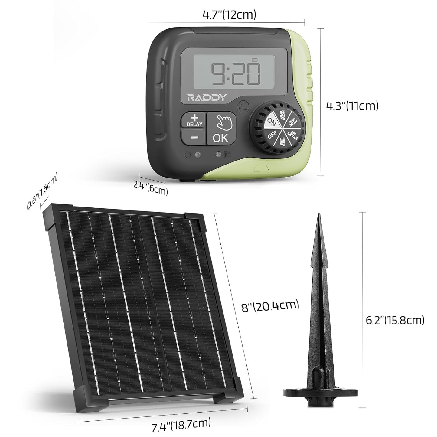 Raddy WS-1 Drip Irrigation Kit, 5W Solar Powered Automatic Watering System, Easy DIY Water Timer for Plants on The Balcony, Gardens, and Green House, Supported 15 Pots