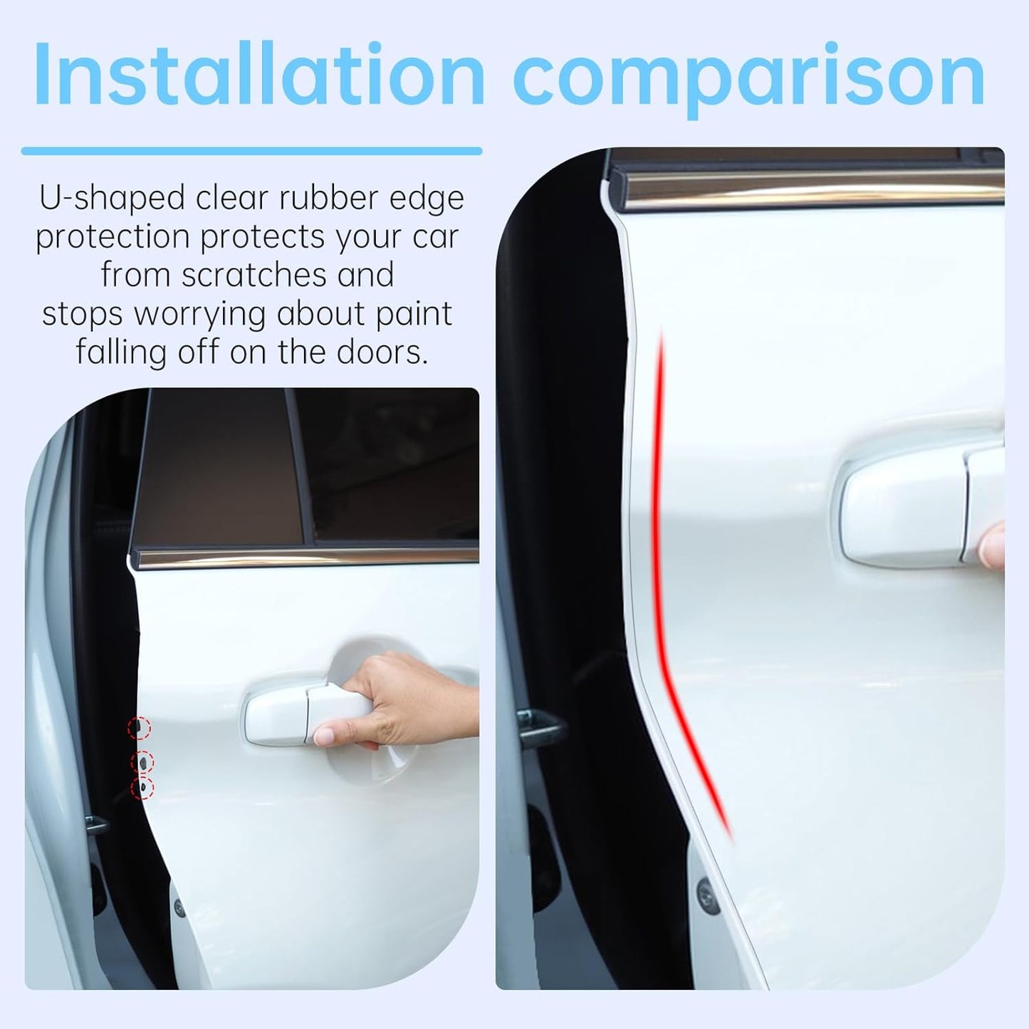 Car Door Edge Guards, Car Door Edge Protectors, U Shape Edge Trim Rubber Seal Protector for Most Car Doors, Hatches, Lockers, Panels (10Ft, Clear)
