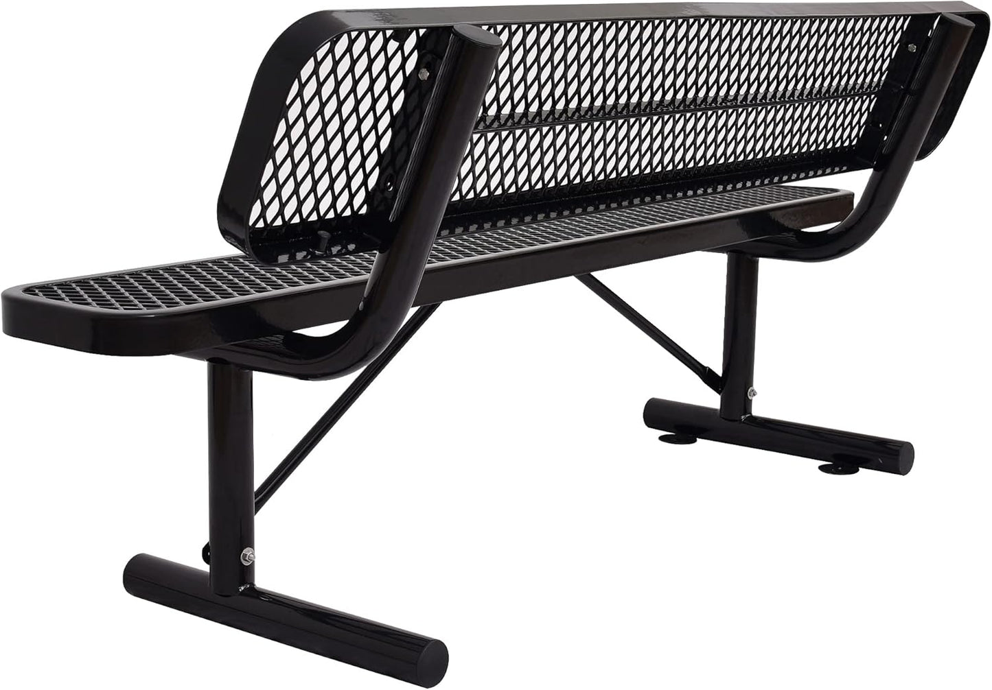 4/6/8 Feet Park Bench for Outside Heavy Duty Metal, Garden Benches Outdoor Bench with Backrest & Portable Frame, for Shopping Malls Stores Parks Patios Decks, Black
