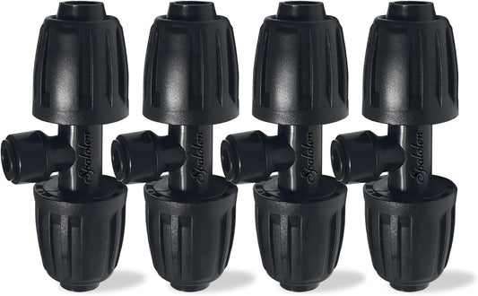 4 Pack 1/2'' to 1/4'' Drip Irrigation Fittings, Push-to-Connect 3 Way Drip Irrigation Part Barbed Tee Connectors, Anti-Leak Locked Splitter Fitting for 1/2" Irrigation Tubing (0.6''-0.67''OD)