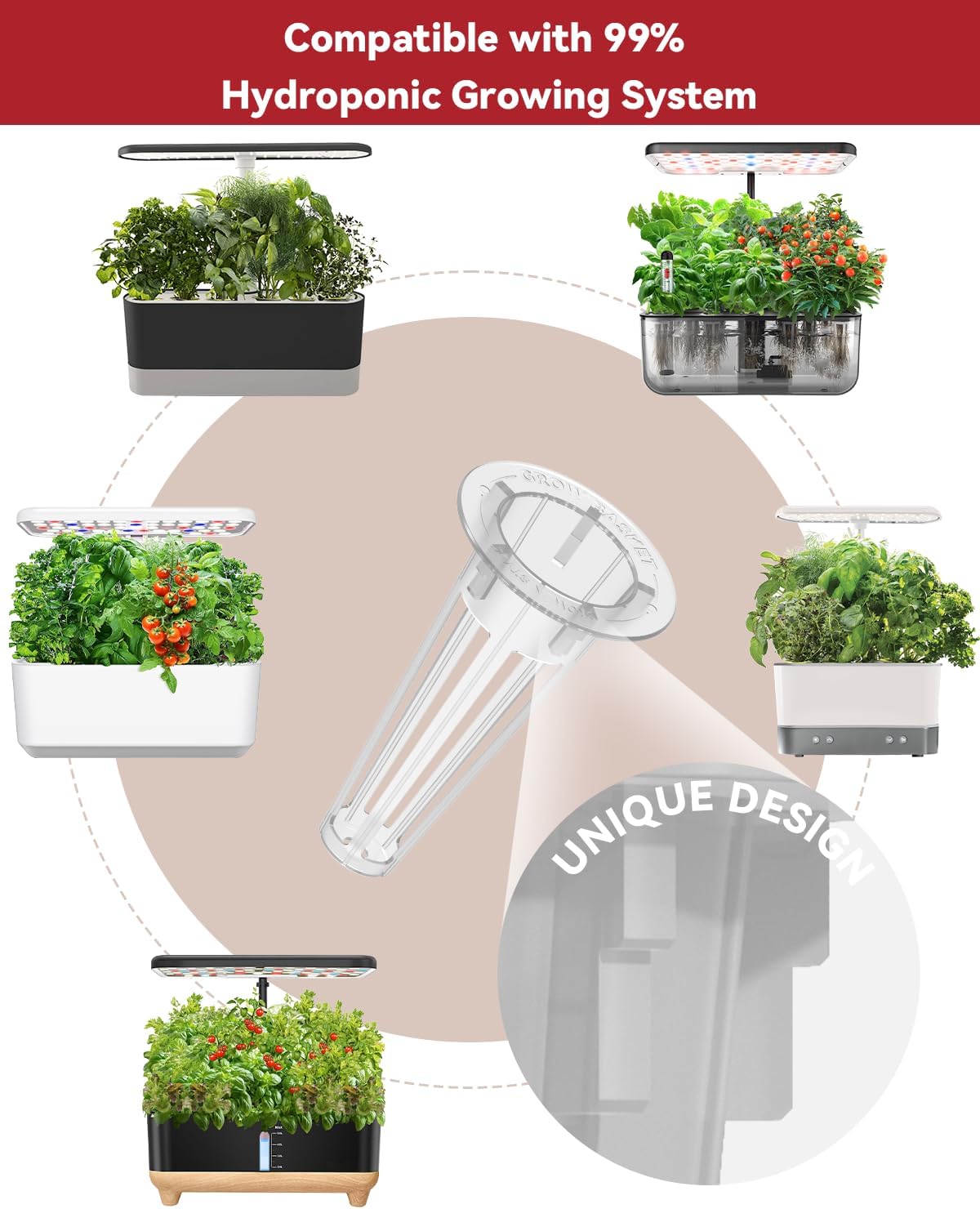 LYKOCLEAN Hydroponic Seed Pod Kit Compatible with AeroGarden, Ahopegarden, iDoo, MUFGA, 8 Pods Complete Growing Anything Garden Supply with Strawberry Seeds, Grow Sponges, Baskets, Domes, Labels