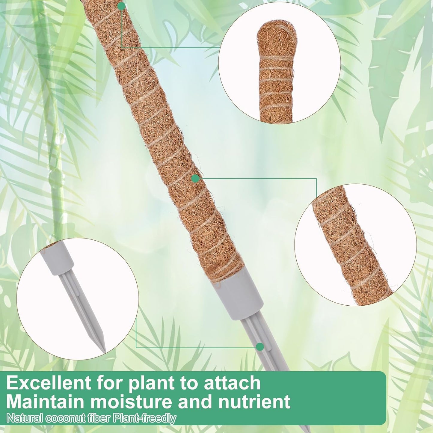 1 Pack Moss Pole, 40 Inch Monstera Plant Support, Moss Poles for Climbing Plants Indoor DIY, Coco Coir Plant Pole Moss Plant Stick Support Stake Kit for Potted Plants, Pothos, Philodendron