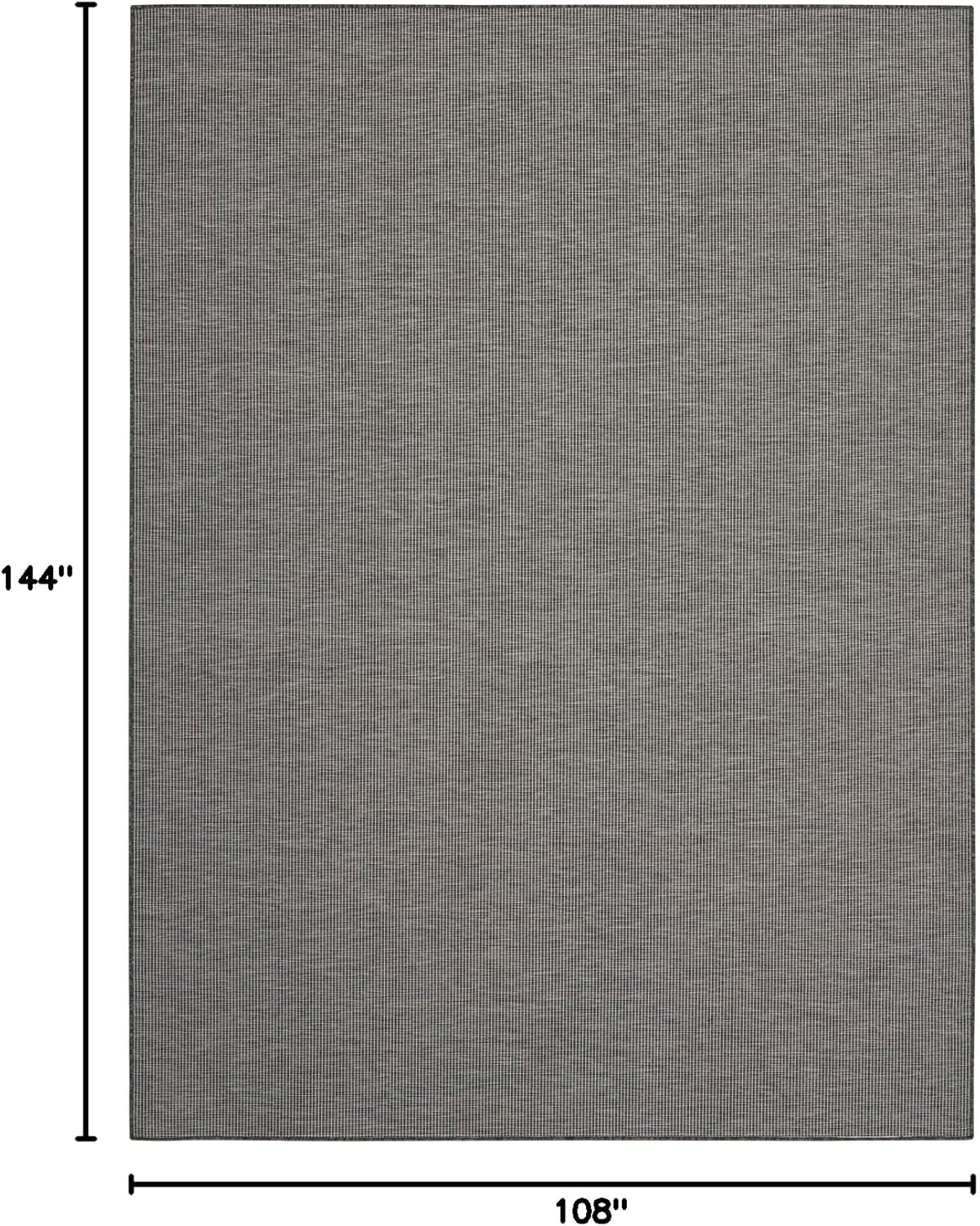 Nourison Positano Indoor-Outdoor Charcoal 9' x 12' Area Rug, Easy Cleaning, Non Shedding, Bed Room, Living Room, Dining Room, Backyard, Deck, Patio (9x12)