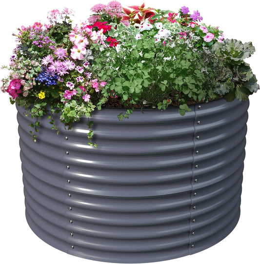 Olle 32" Tall, Metal Raised Garden Bed,Garden Beds Outdoor for Vegetables, Backyard Garden Kit, Raised Planter Box, Midnight Grey