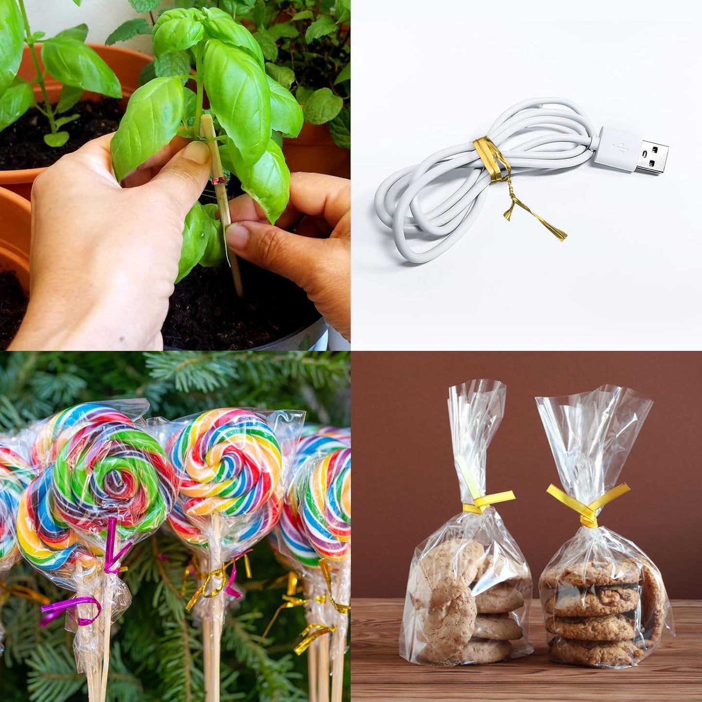 HARFINGTON 1000pcs Bag Twist Ties 3.5" Reusable Kraft Paper Twist Ties Wire Cable Ties for Party Bread Candy Cake, Black