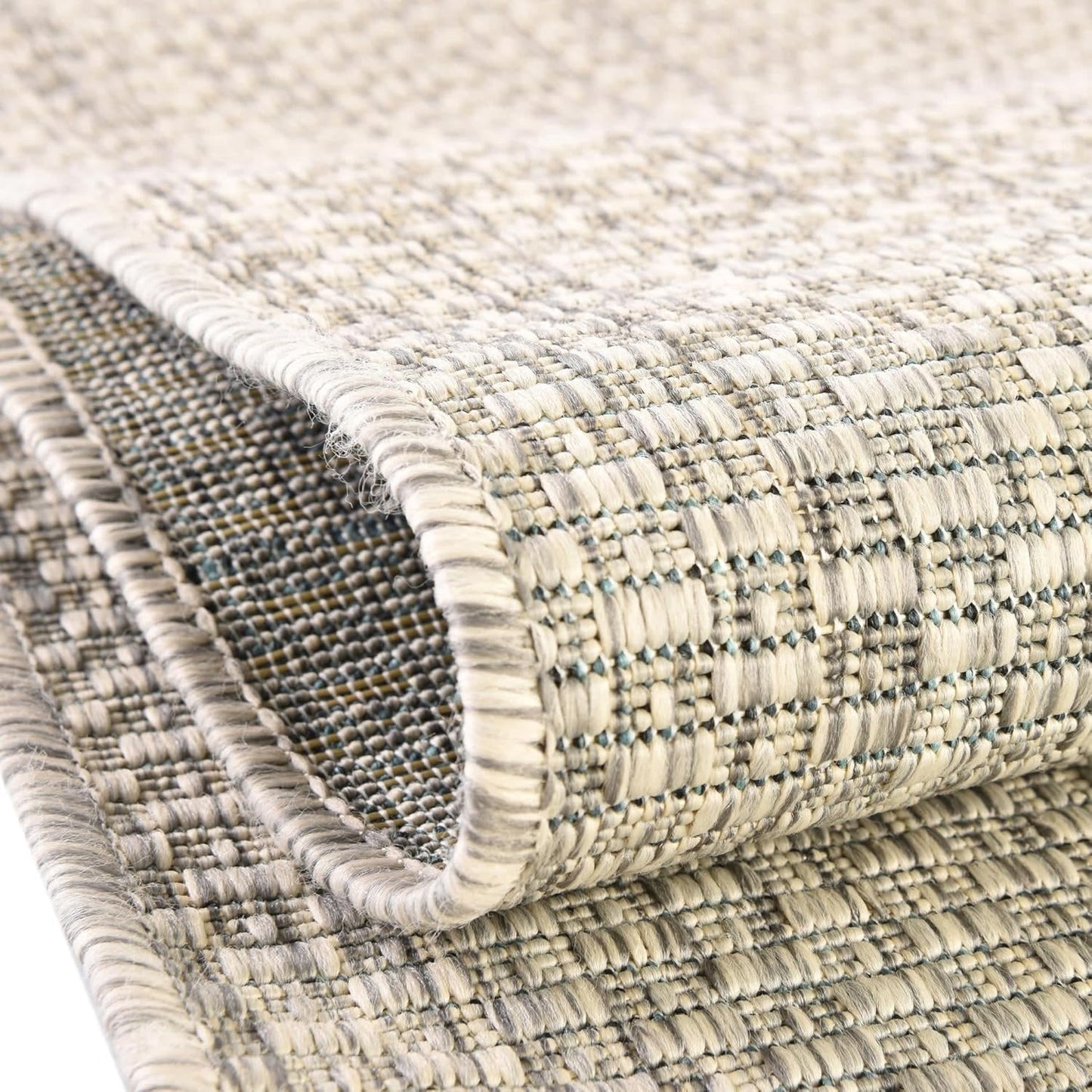 Unique Loom Collection Casual Transitional Solid Heathered Indoor/Outdoor Flatweave Area Rug (2' x 8' Runner, Light Gray/Ivory)