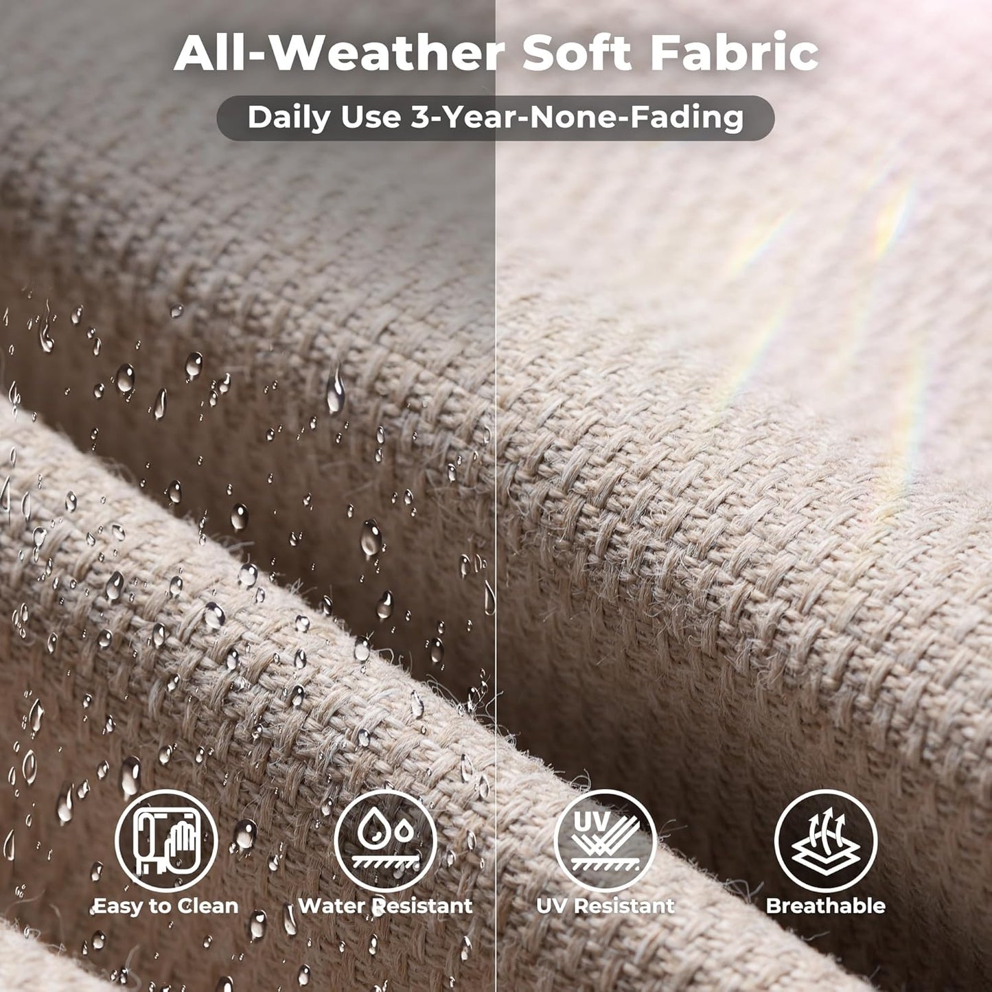 ovios 7 Pieces Patio Furniture Set, Outdoor Wicker Sectional Sofa with 30 Inch Fire Pit Table Comfy Cushions, Modern Modular Deep Seat Rattan Couch Conversation Set, Beige