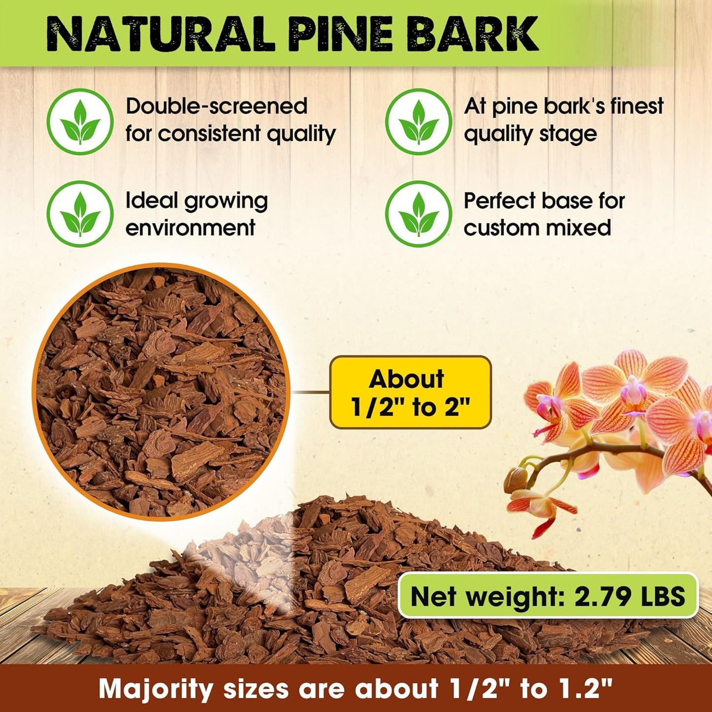 DUSPRO Orchid Bark Bulk, Fine Orchid Bark for Plants, Optimal Texture Bark for Orchids, Ideal Wood Chips for Plants, Plant Bark for Potting, bark Soil for Plants (5 qts)