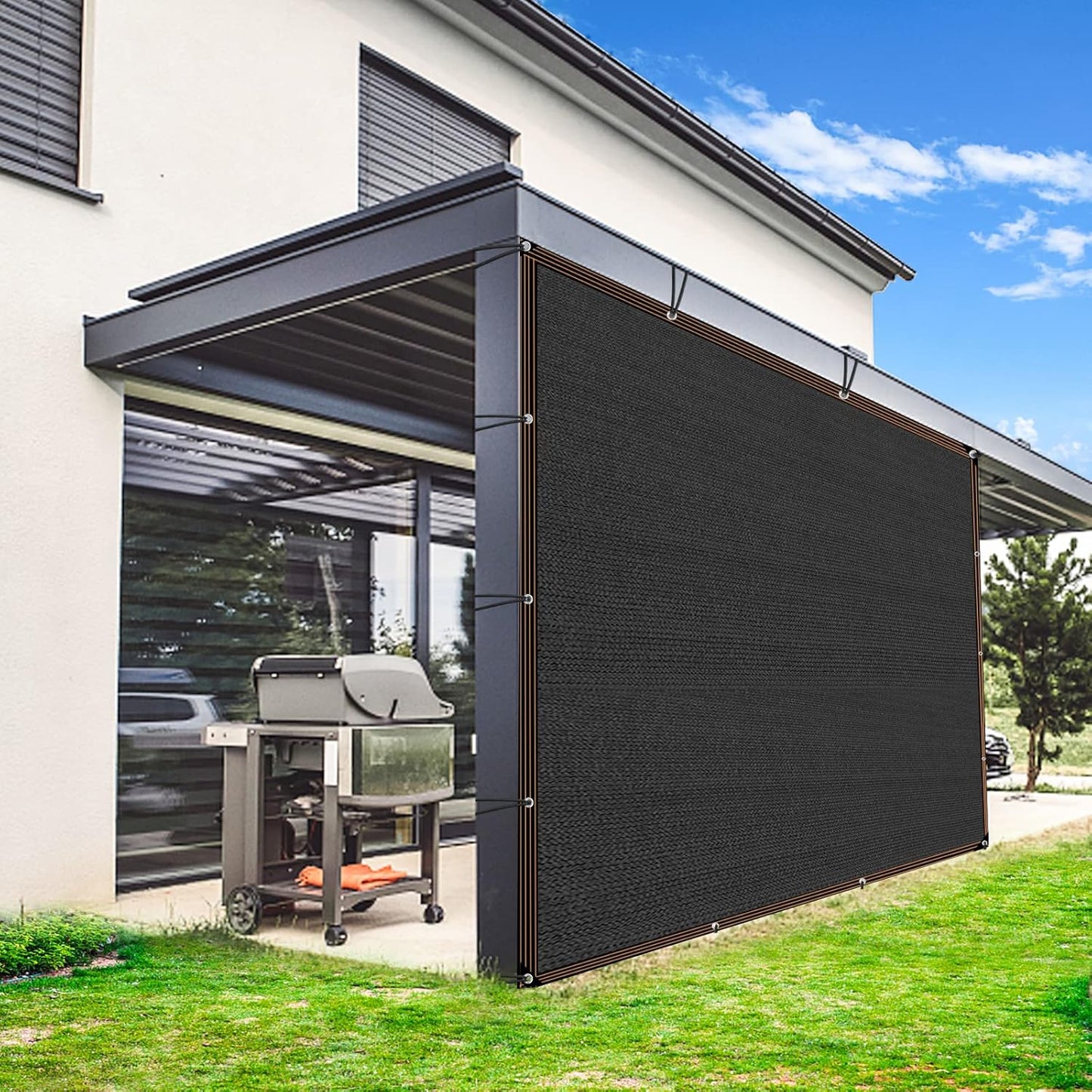 QLOFEI 4x16 FT Shade Cloth with Grommets, 90% Sun Shades Outdoor Patio Mesh Tarp, Easier to Hang Sun Protection Neting Cover -for Garden Greenhouse Pergola Lawn Kennel Chicken Coop