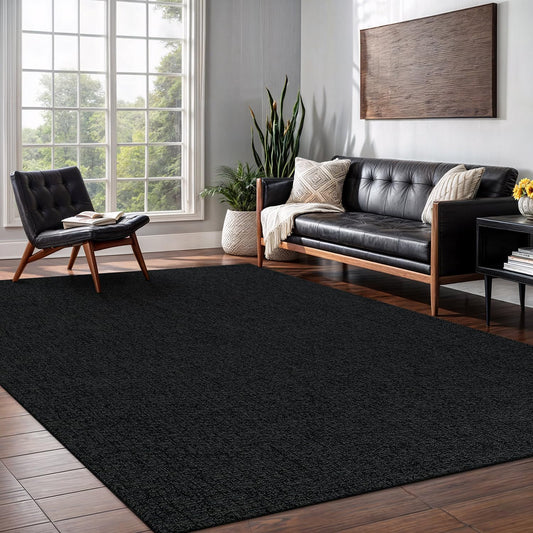 Easy Jute Rug 4x6 Indoor Outdoor Natural Rugs Solid Fiber Rug Woven Area Rug Boho Easy Clean Inside Carpet for Living Room Bedroom Dining Room Hallway or Outdoor Patio Porch (4 X 6 Dark Grey)
