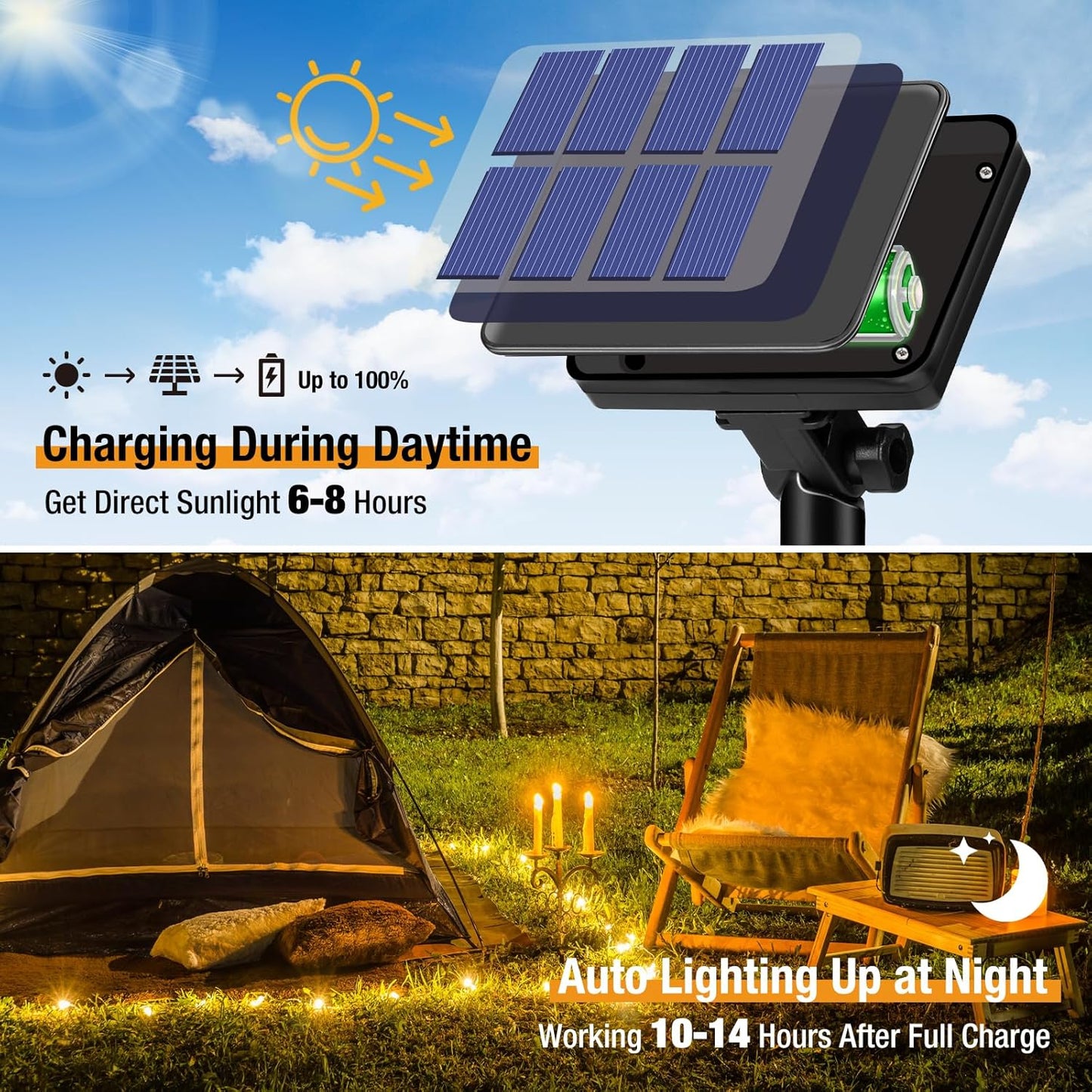 btfarm Solar String Lights for Outside - 80LED 33FT Solar Fairy Lights Outdoor Waterproof 8 Modes, Copper Wire Solar Powered Twinkle Lights for Tree Garden Christmas Wedding Party Decor, Warm White