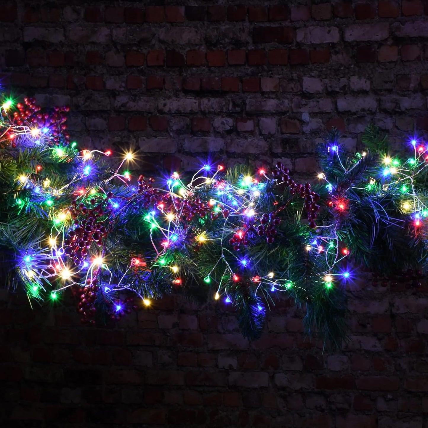 Dazzle Bright Fairy Lights Battery Operated, 4 Pack Total 80FT 240LED Silver Wire Waterproof String Lights, Christmas Decorations for Indoor Outdoor Bedroom Yard Decor, Multi-Colored