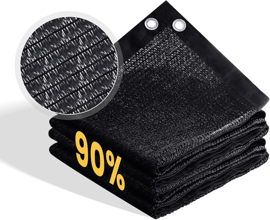 VICLLAX 90% Shade Cloth, 6x6FT Durable Black Mesh Trap with Every 3 FT Grommet, Sun Shade Fabric Netting for for Plants Cover, Greenhouse, Chicken Coop, Barn Kennel, Garden Patio