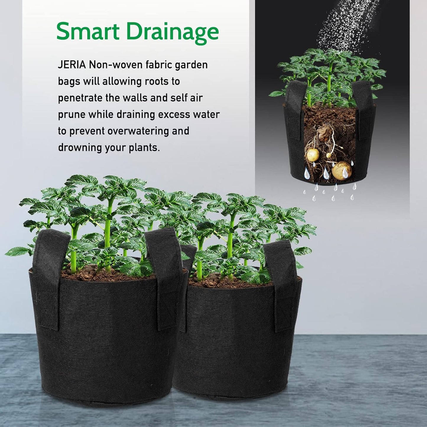 JERIA 12-Pack 30 Gallon, Vegetable/Flower/Plant Grow Bags, Aeration Fabric Pots with Handles (Black), Come with 12 Pcs Plant Labels