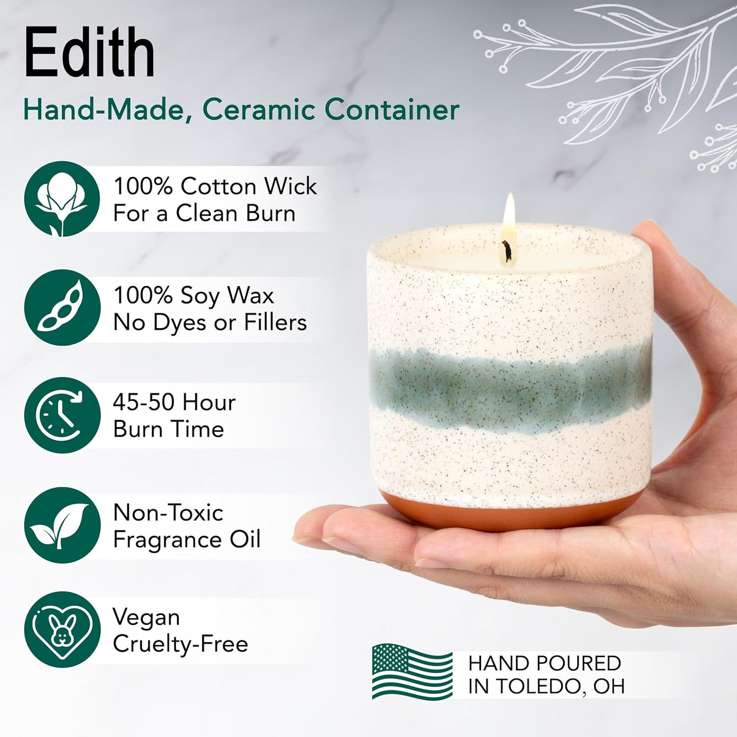 The Growing Candle, Lilac Scented Aromatherapy Candles, 8.5oz Pot, 100% Soy, Edith