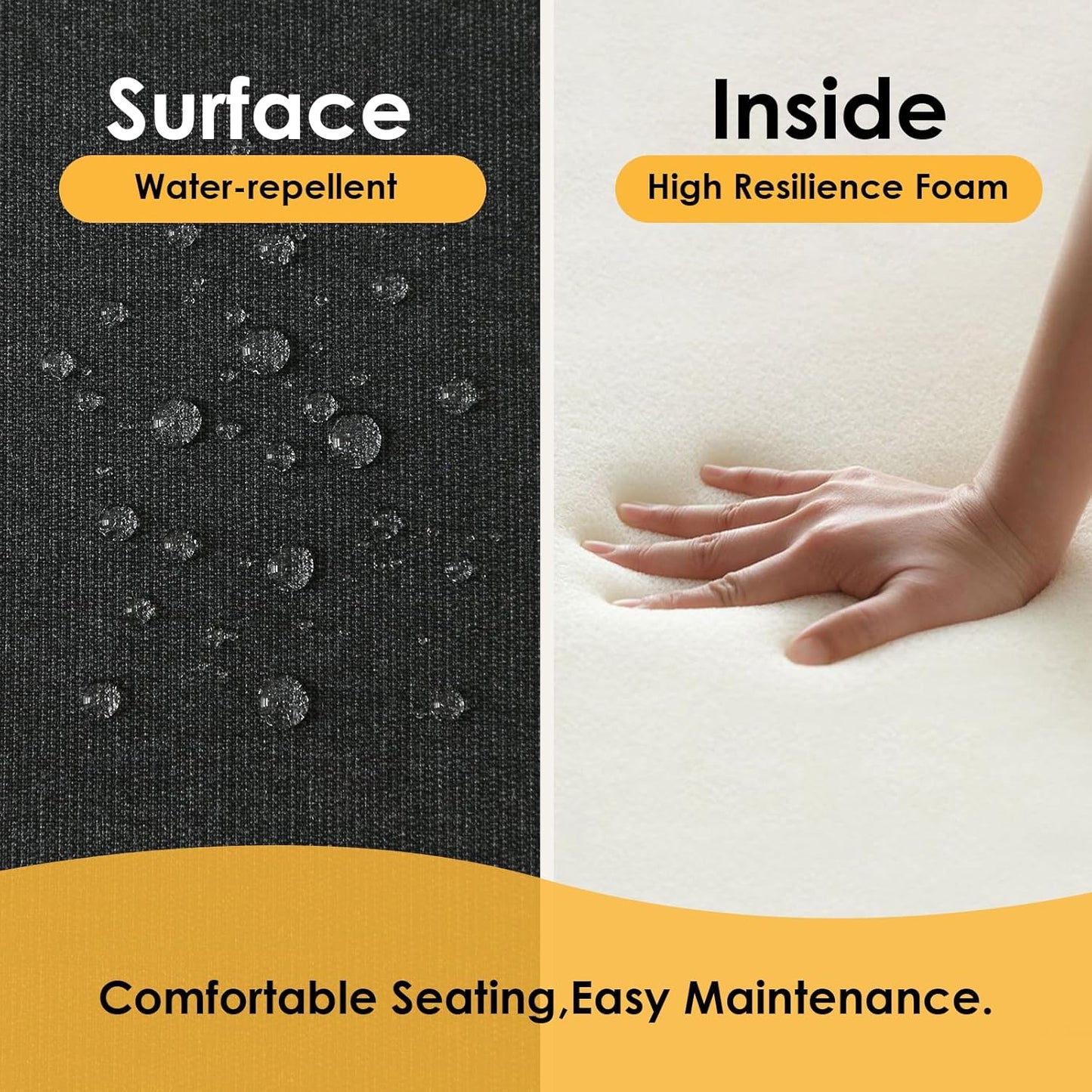 Outdoor Sunbrella Square Corner Seat Cushion, 19"x19"x3", Set of 4, Non Slip Seat Cushion Pads with Removable Cover for Patio Furniture, Garden Yard Lawn, Spectrum Carbon