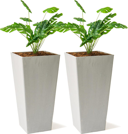 XBrand Modern 28-Inch Square Planter, Modern Tapered Planter Perfect for Indoor & Outdoor, Patio Décor, Set of 2