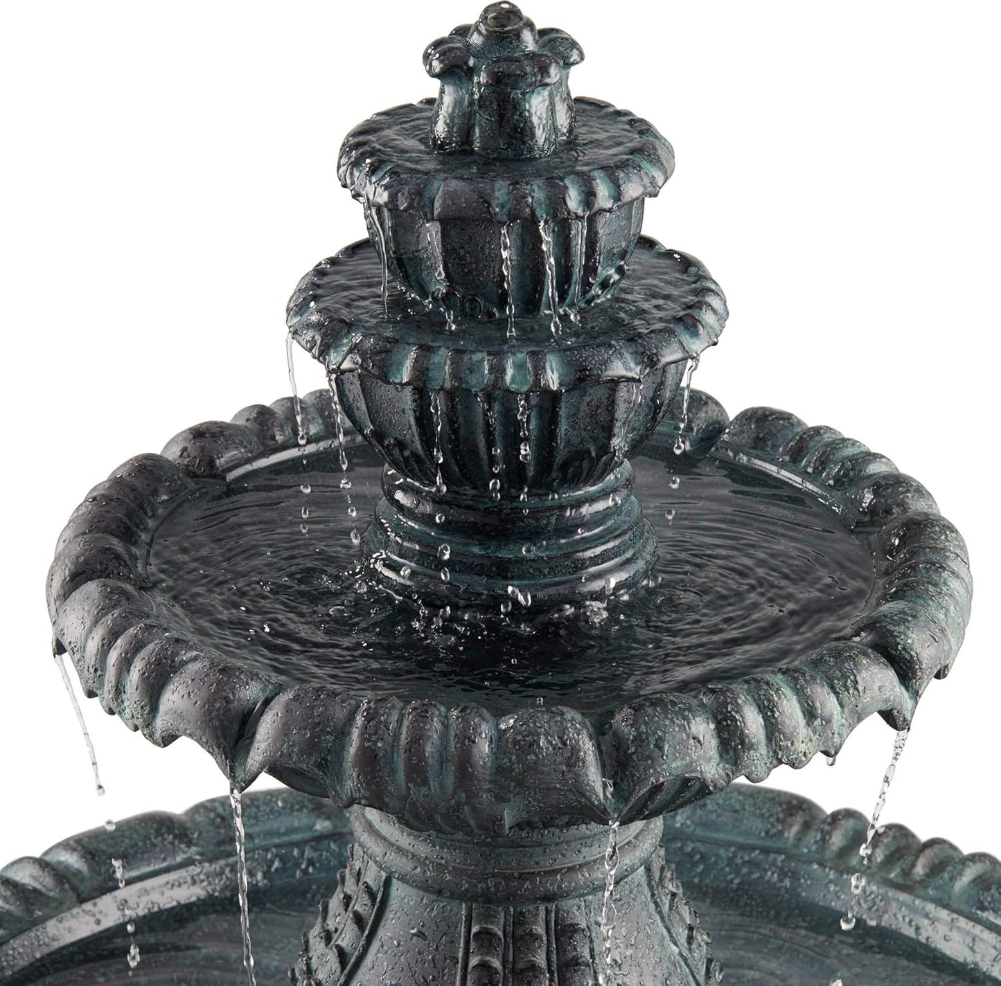 Hampton 56 3/4" High Large Italian Outdoor Decor Slate Stone Floor Fountain with Light LED Waterfall 4-Tier Standing Basin Water Feature for Outside Garden Patio Yard Backyard Porch - John Timberland