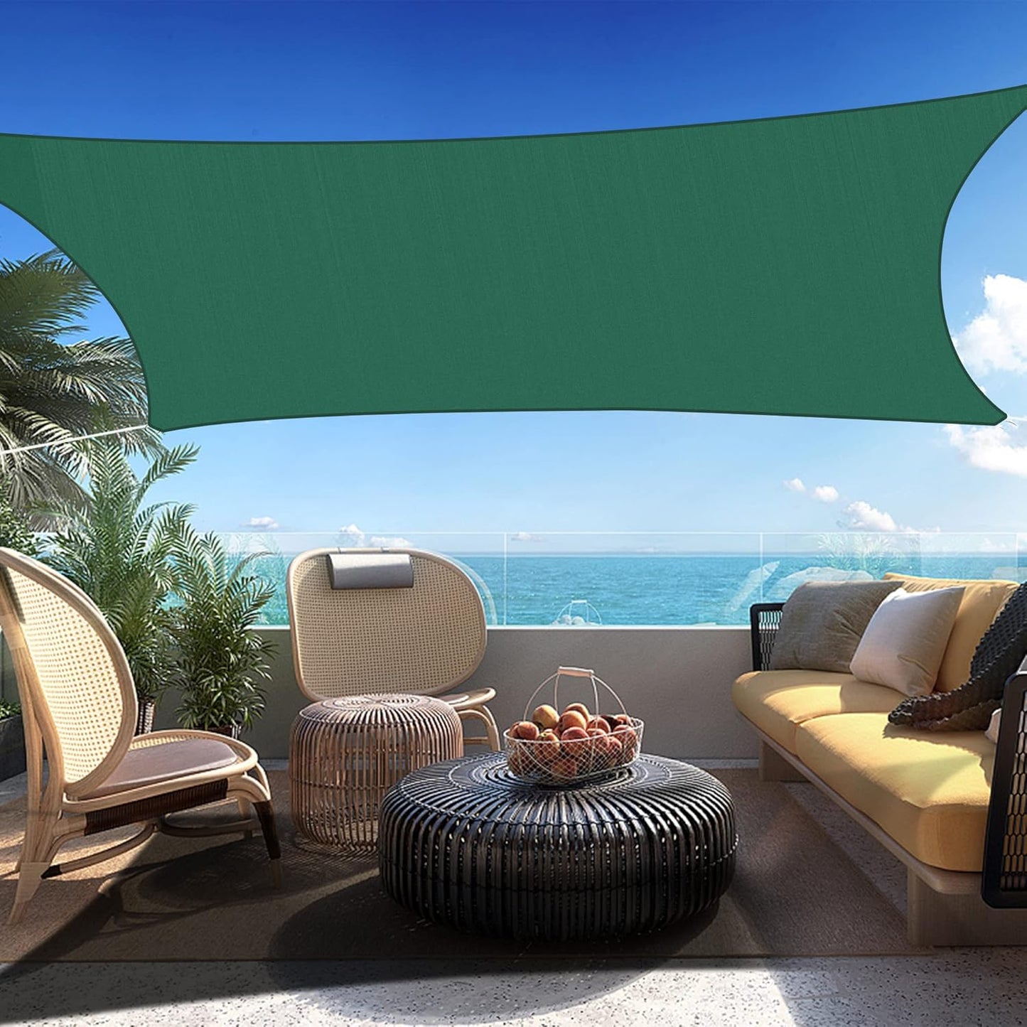 5' x 21' Green Rectangle Sun Shade Sail SSP1212 Canopy Durable Fabric UV Block Awning,We Make Custom Orders