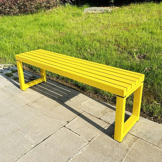 Weatherproof Metal Dining Bench, Outdoor Bench Backless Patio Bench 2-Person Farmhouse Bench Garden Bench for Kitchen, Living Room, Entryway(Yellow,59in)
