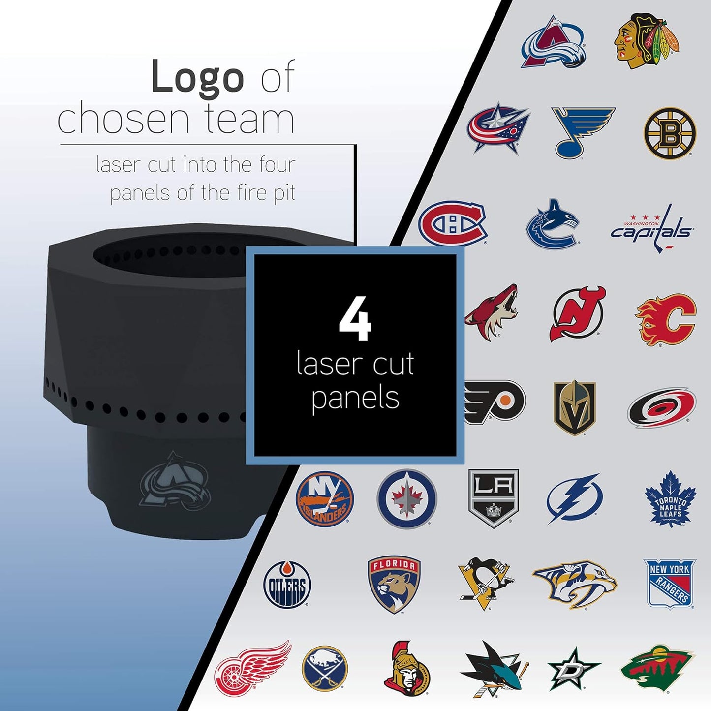 Blue Sky Outdoor Living NHL Columbus Blue Jackets Ridge Portable Steel Smokeless Fire Pit with Carrying Bag, Firewood and/or Wood Pellet Burning