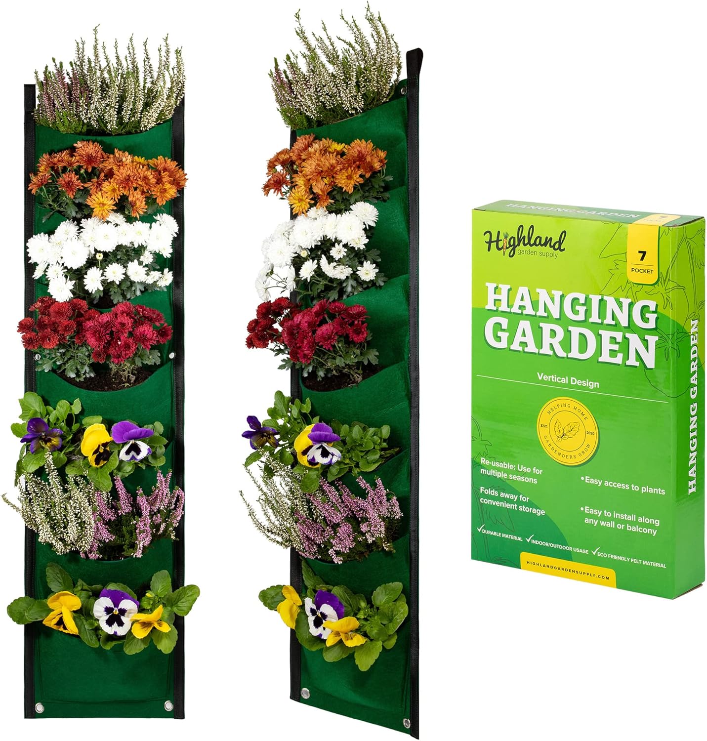 Hanging Vertical Garden Planter 7 Bag Flower Pouch Living Wall Planter Indoor Hanging Herb Garden Wall Plant Pocket