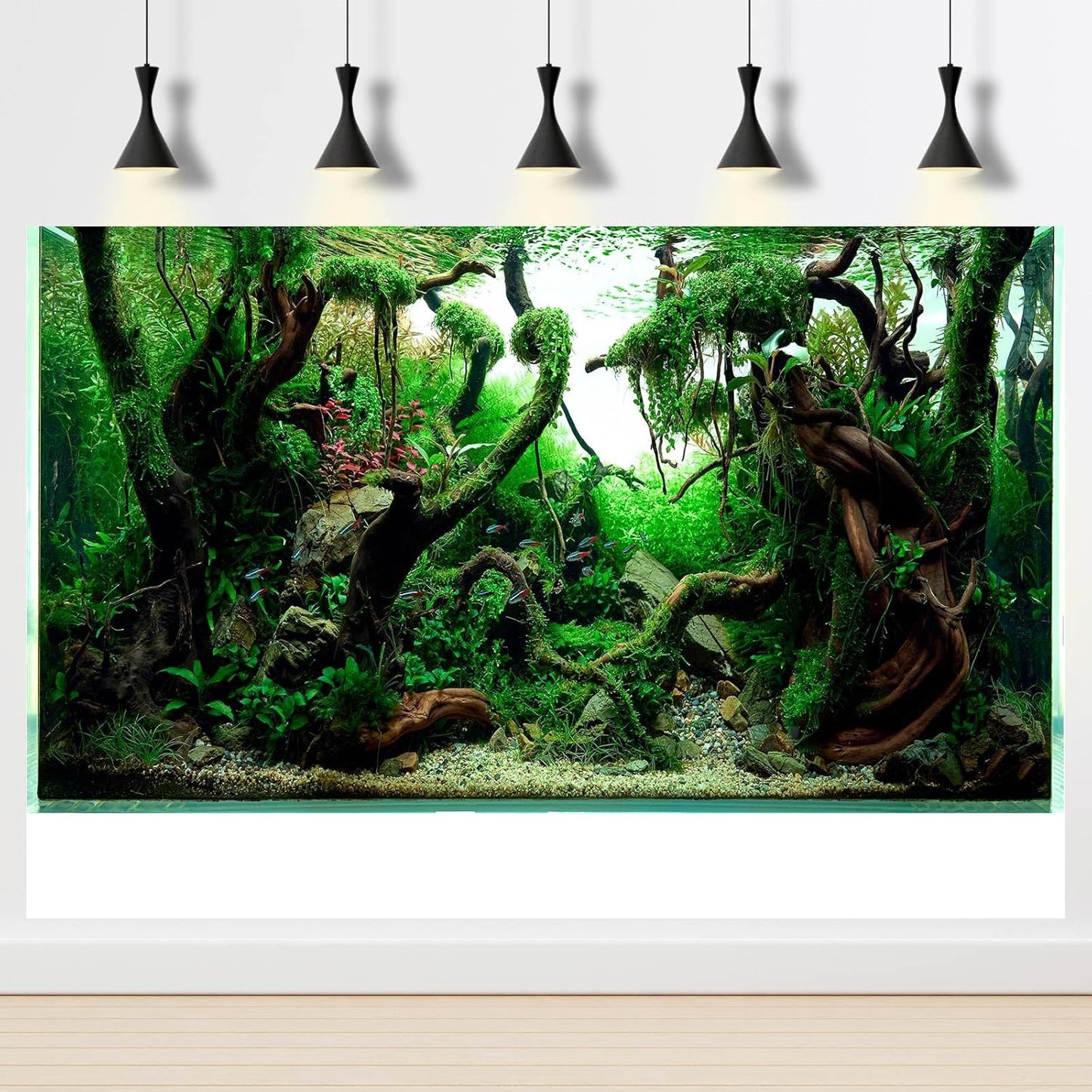 Aquarium Background Underwater Pebble Grass Leaves Aquarium Backdrop Vivid Fresh Green Aquatic Plant Stone River Bed Aquarium Backdrop Deadwood Purple Leaves Tank Background Vinyl 72x16in