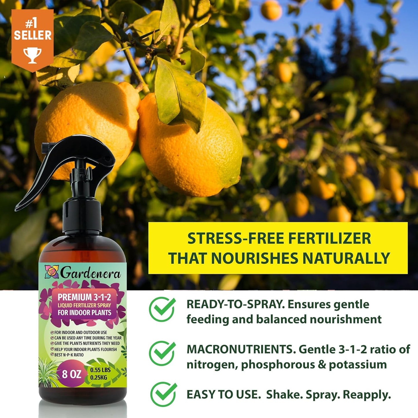 Proffesional Tomato Spray Fertilizer Mist for Home Gardening | 3-1-2 Gentle Blend Mist for Healthy Leaves & Growth | Essential Nutrients for Tomatoes - 8oz