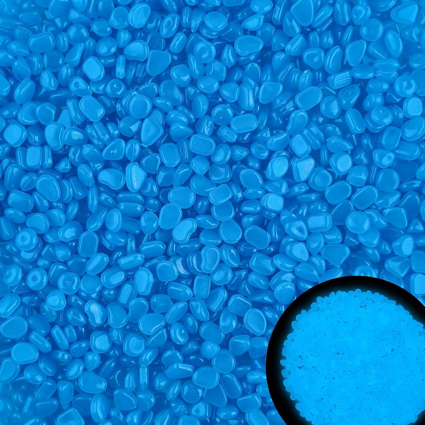 500pc Blue Glow Stones Glow in The Dark Pebbles Blue Fish Tank Rocks Luminous Stones for Walkway Pathway Backyard Glow in The Dark Rocks Outdoor Glowing Rocks for Garden Aquarium Lawn,Blue