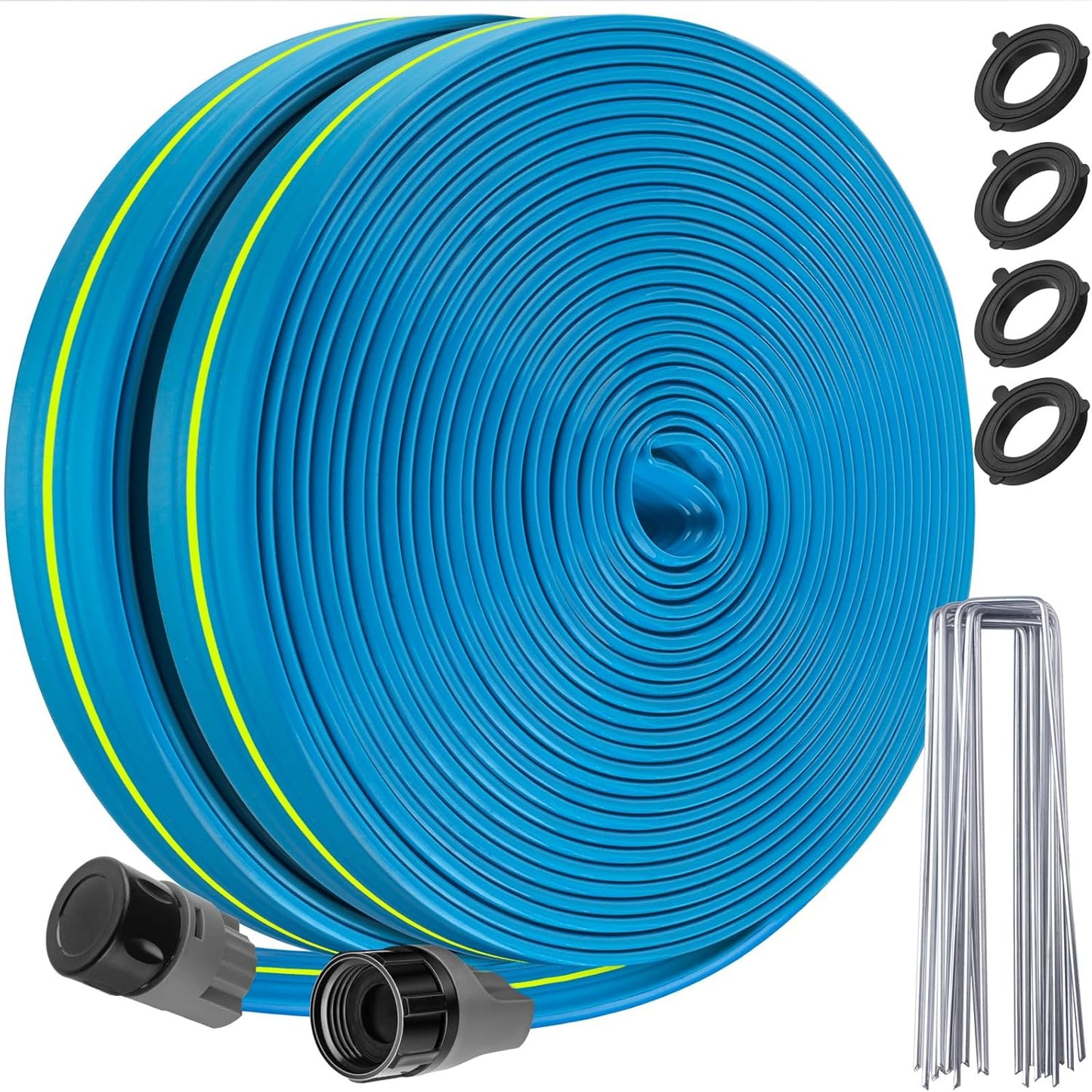 Sprinkler Hose 15FT, Heavy Duty Watering Hoses, Efficient Irrigation Tubing for Garden Lawn Sprinklers System with 20 Pack Staples