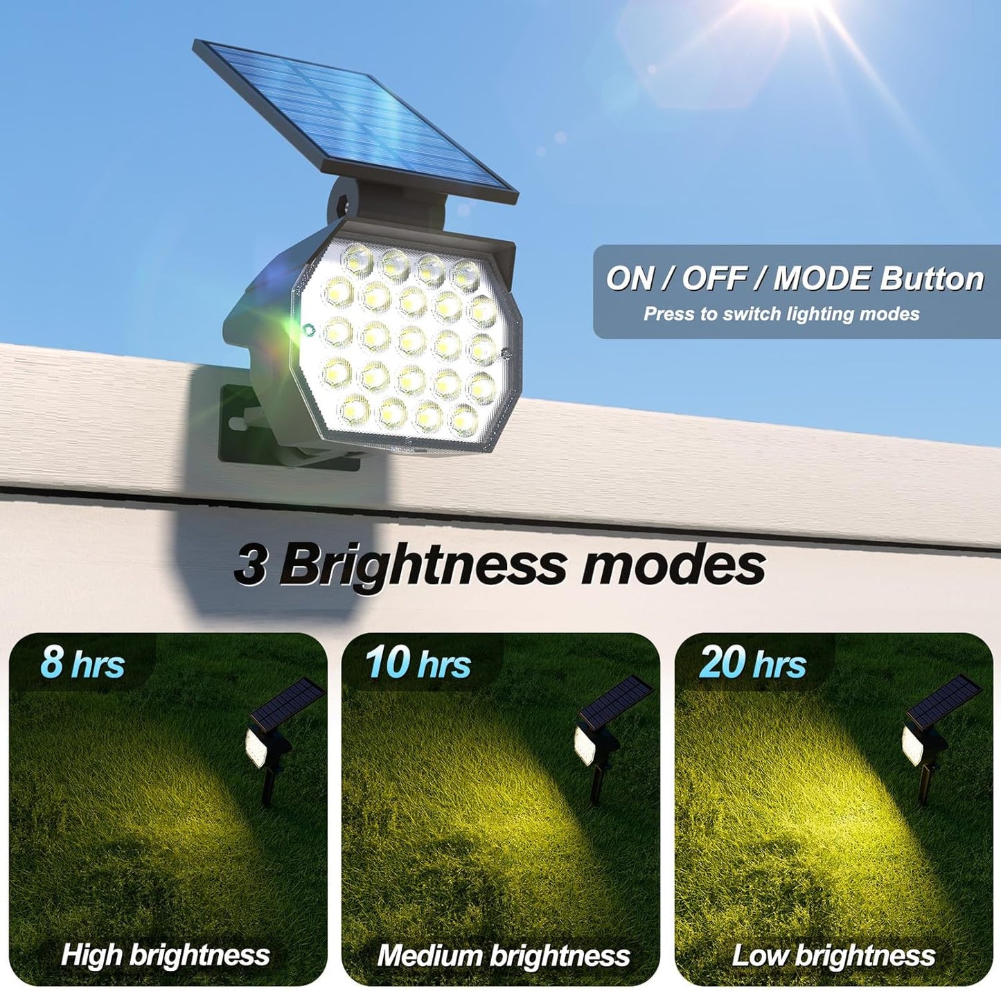 APONUO Solar Spot Lights Outdoor Waterproof 8 Pack IP67,23 LED 3 Lighting Modes Solar Landscape Lights Outdoor for Yard Garden Pathway(Warm White)