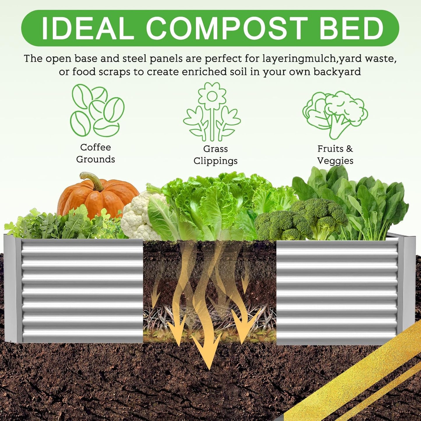 3 Pack 8x4FT Galvanized Raised Garden Bed Outdoor,Metal Garden Bed for Vegetables,Steel Raised Beds for Gardening,Above Ground Garden Box for Flower