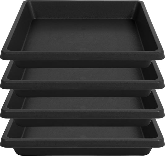 4 Pack Square Plant Saucer 18 Inch, Extra-Deep Large Saucers for Potted Plants, Plastic Plant Trays for Indoors No Holes, Plant Water Catcher Tray, Flower Pot Drip Trays Plant Plate