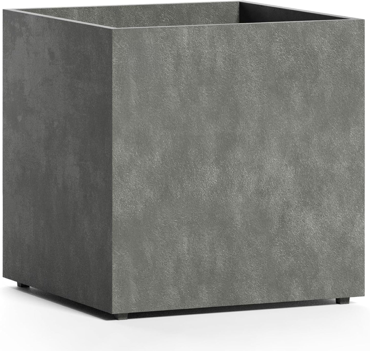 Reglito Cube Planter – Fiberglass Indoor/Outdoor and Weather-Resistant Large Planter (Grey Stone, 35.4" L x 35.4" W x 36" H)