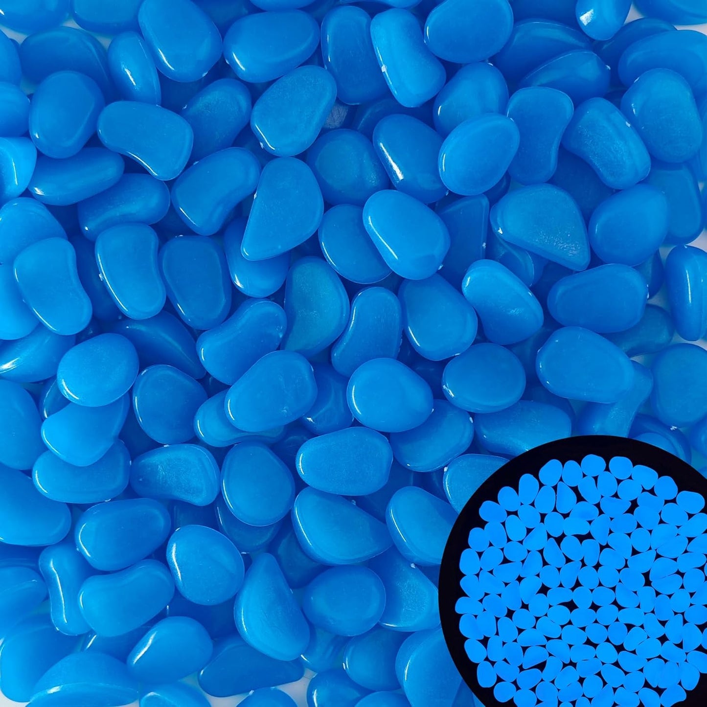 2.1LB 25-27mm Glow in The Dark Rocks Glow in The Dark Stones Glowing Garden Pebbles Luminous Rocks for Lawn Patio Walkway Outdoor Decoration,Bule