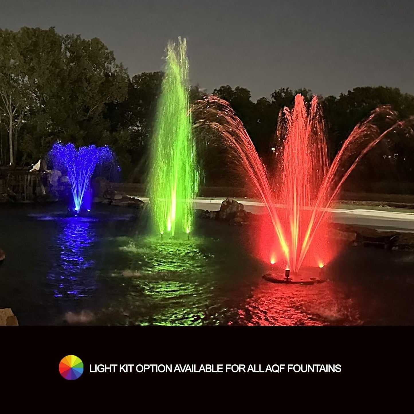 HALF OFF PONDS Floating Fountain – 1.75 HP Pond Aerator, 100' Cord – 14,800 GPH Water Pump – 11 Spray Patterns - Energy-Efficient - Color-Changing LED Lights, Large Ponds, Lakes & Water Gardens