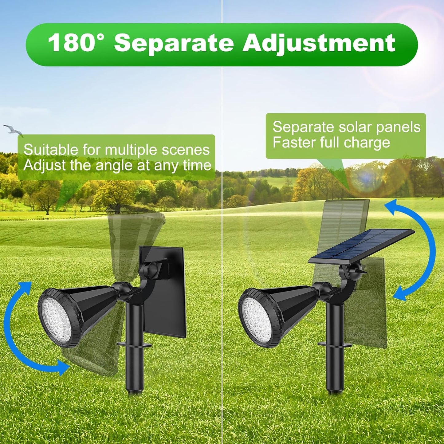 Color Changing Solar Spot Lights Outdoor Waterproof 180° Adjustable Colored RGB Solar Powered Landscape Lights for Yard 7 Lighting Modes Solar Spotlights for Pathway Garden Outside (2 Pack)