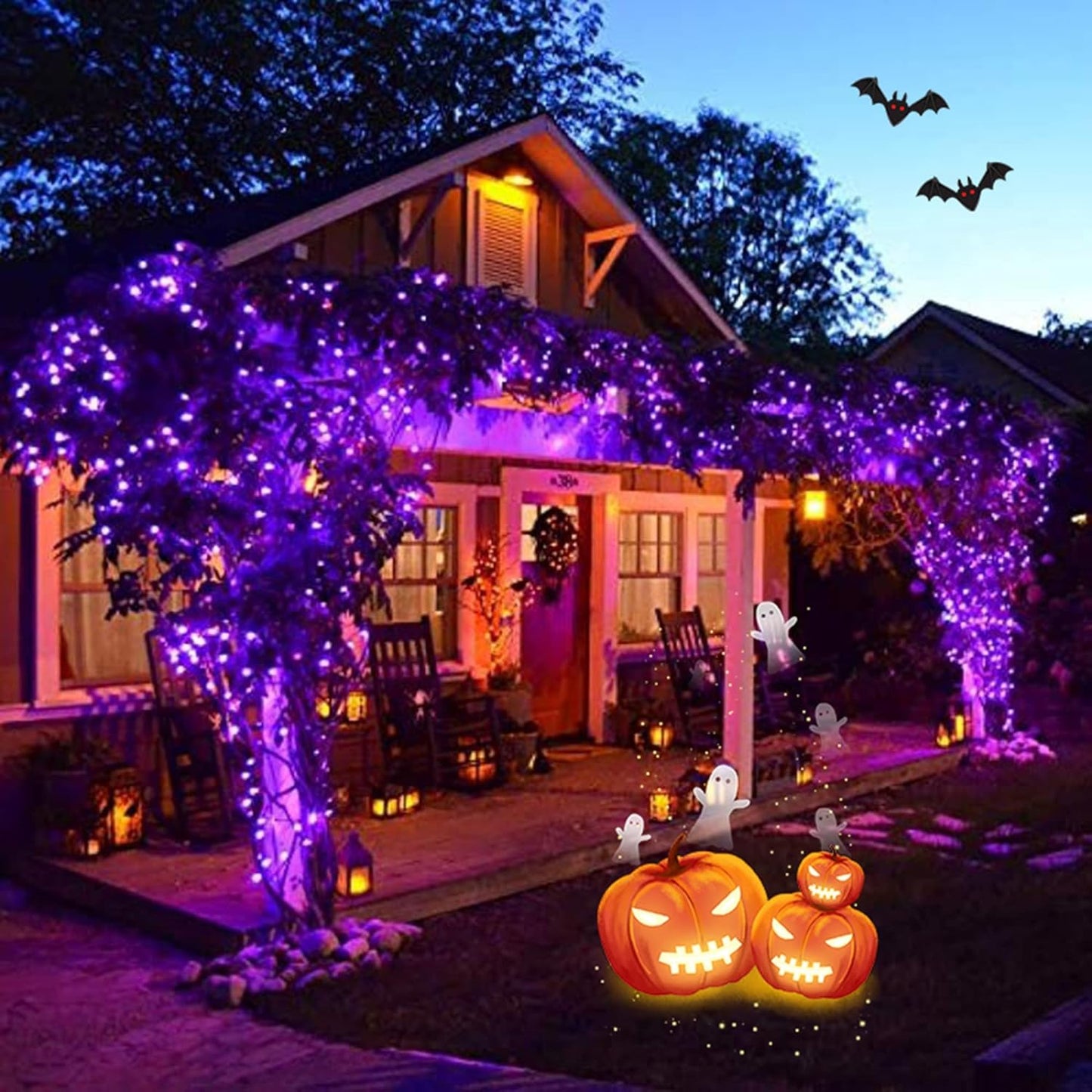 weillsnow Purple Christmas Lights, 200 LED 66Ft Plug in Waterproof Christmas String Lights, 8 Modes with Memory for Outdoor Indoor Garden Tree Patio Christmas Decorations (66FT, Purple)