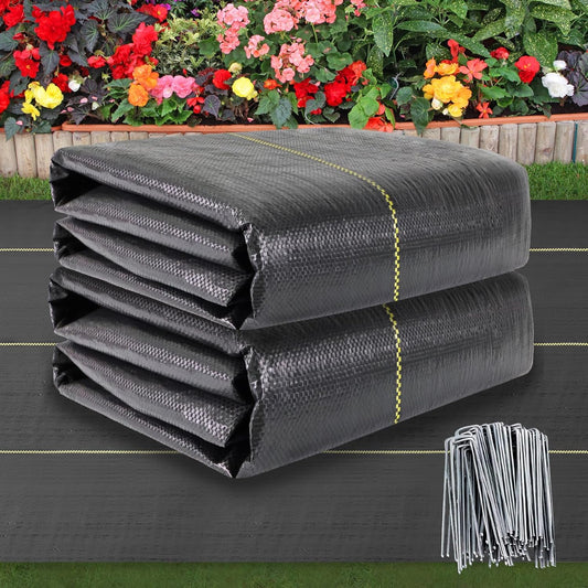 Shade&Beyond 6ftx300ft Weed Barrier Fabric 3.5oz Heavy Duty Landscape Fabric with Superior Permeability Weed Control, Garden Woven Ground Cloth with Staples