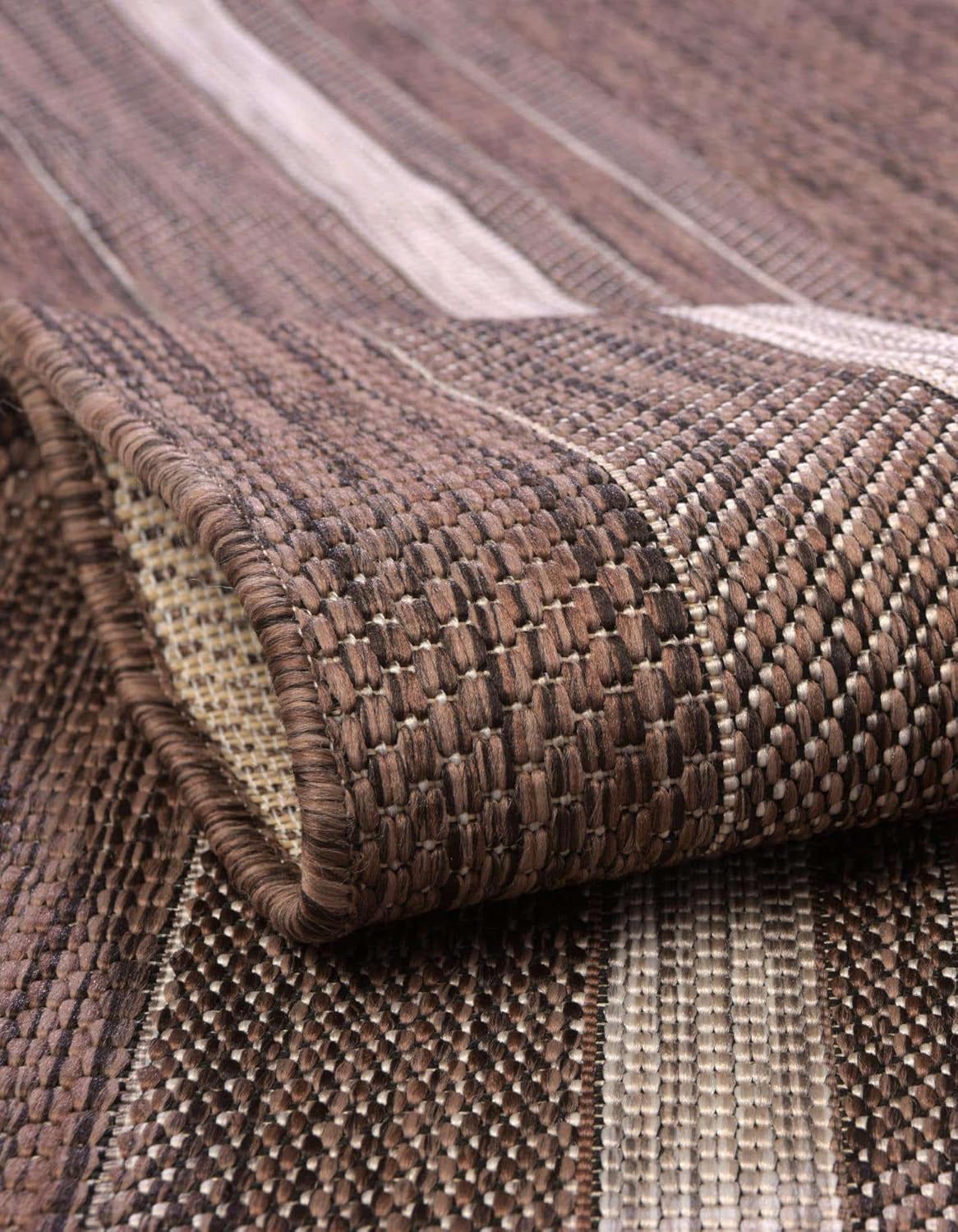 Unique Loom Outdoor Border Collection Area Rug - Soft Border (10' Square Brown/Ivory)